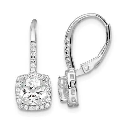 Princess Cut CZ Diamond Leverback Earrings Sterling Silver Rhodium-Plated Polished QE16247, MPN: QE…