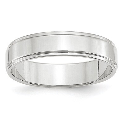 5mm Flat with Step Edge Band 10k White Gold WFLE050 Engravable, MPN: WFLE050, 886774463834