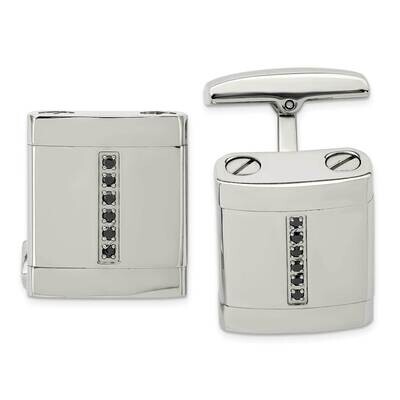 Black Cz Cufflinks Stainless Steel Polished SRC353, MPN: SRC353, 886774622323
