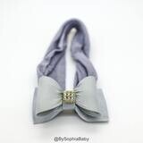 Gray Silver Baby Headband Silver Headband Newborn Headband Grey Baby Headband Gray Baby Bow Bow hea…