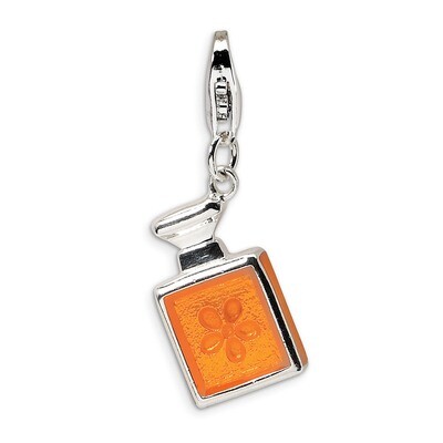 3-D Orange Enamel Perfume Bottle Charm Sterling Silver QCC258 by Amore La Vita, MPN: QCC258, 883957…