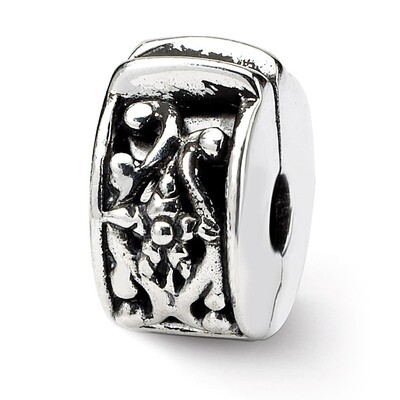 Hinged Floral Clip Bead - Sterling Silver QRS115, MPN: QRS115, 883957719542