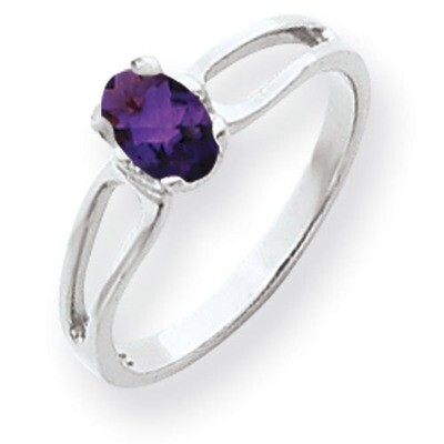 Amethyst Checker Ring 14k white Gold 6x4mm Oval Y4634AC, MPN: Y4634AC, 883957563824