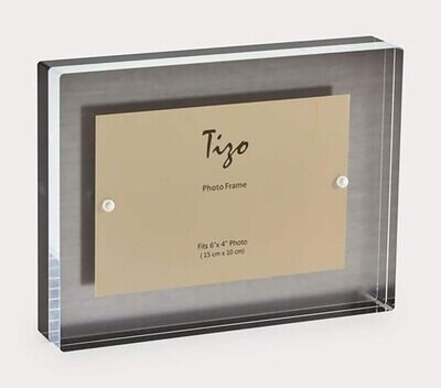 Tizo Acrylic Lucite Photo Picture Frame Silver Block 4 x 6 Inch HA133SL46, MPN: HA133SL46,