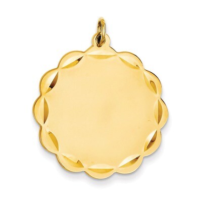 0.027 Gauge Engravable Scalloped Disc Charm 14k Gold XM170/27, MPN: XM170/27, 883957447148