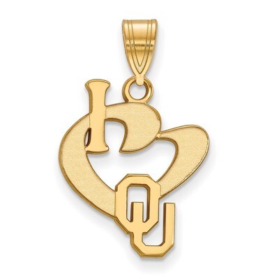 University of Oklahoma Large I Love Logo Pendant Gold-plated Sterling Silver GP021UOK, MPN: GP021UO…