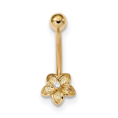 CZ Diamond Flower Belly Ring 14k Gold BD142, MPN: BD142, 883957834207