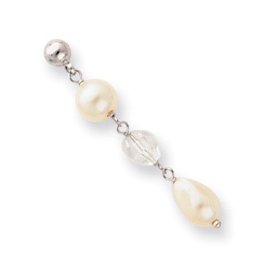 Kelly Waters White Simulated Pearl and Crystal Drop Earrings Rhodium-plated KW212, MPN: KW212, 8839…