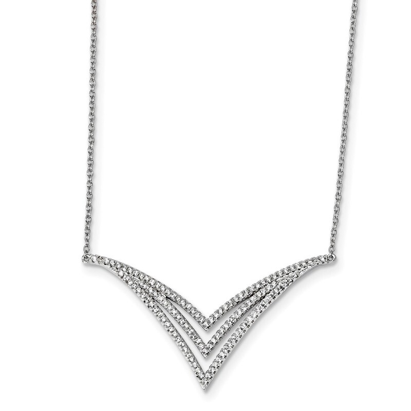 CZ Diamond Necklace 18 Inch Sterling Silver Rhodium-plated QG4301-18, MPN: QG4301-18, 886774015019