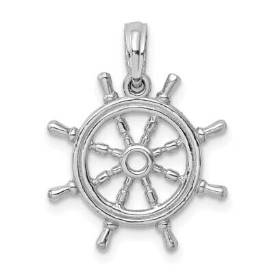 Ship Whell Charm 14k White Gold 3-D K8046W, MPN: K8046W, 196904090282