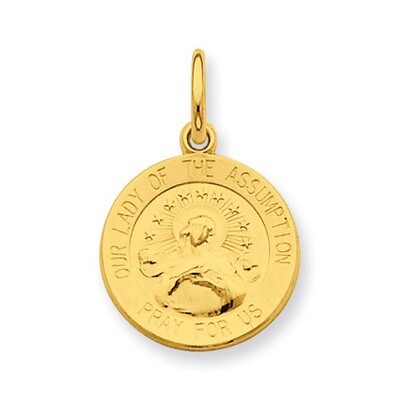 24k Gold -plated Our Lady of the Assumption Medal Sterling Silver QC5546