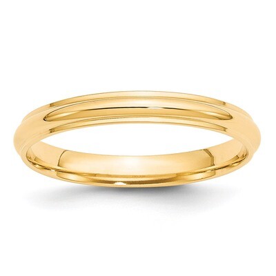3mm Half Round with Edge Band 14k Yellow Gold HRE030 Engravable, MPN: HRE030, 886774484334