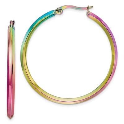 Rainbow Ip-Plated 2.5mm Hoop Earrings Stainless Steel Polished SRE1533, MPN: SRE1533, 191101867262