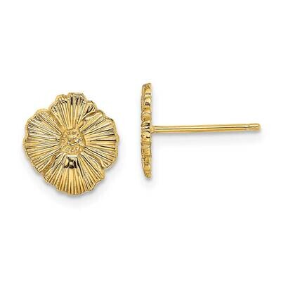 Flower Post Earrings 14k Gold TE720, MPN: TE720, 637218058464