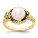 7.5mm Fw Cultured Pearl Aaa Diamond Ring 14k Gold Y4382PL/AAA, MPN: Y4382PL_AA, 883957091310