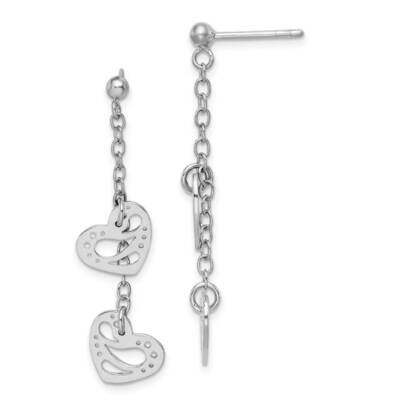 Hearts Dangle Post Earring Sterling Silver Rhodium-plated QE15042, MPN: QE15042, 886774088907