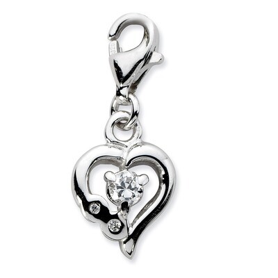 Polished Heart Charm Sterling Silver Click-on QCC596 by Amore La Vita, MPN: QCC596, 886774073866