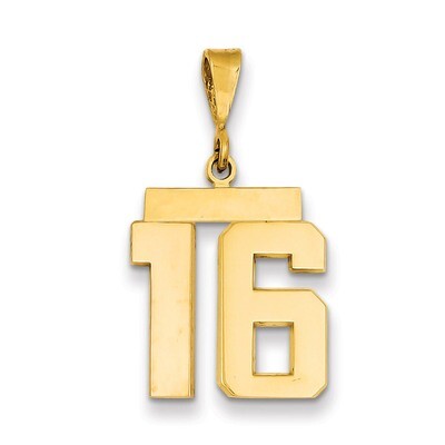 Number 16 Charm 14k Gold Medium Polished MP16, MPN: MP16, 883957134659