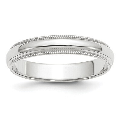 4mm Milgrain Half Round Band 10k White Gold WM040 Engravable, MPN: WM040, 886774303659