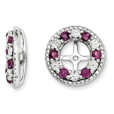 Rhodolite Garnet Earring Jacket Sterling Silver Rhodium QJ124JUN, MPN: QJ124JUN, 191101384912