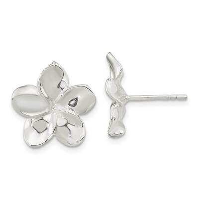 Flower Post Earrings Sterling Silver Polished QE16526, MPN: QE16526, 196904167267