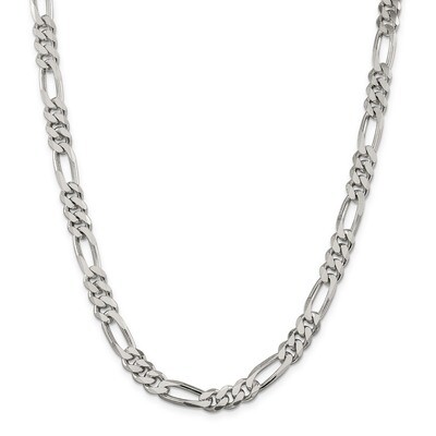 30 Inch 7.75mm Figaro Chain Sterling Silver QFG220-30, MPN: QFG220-30, 883957822457