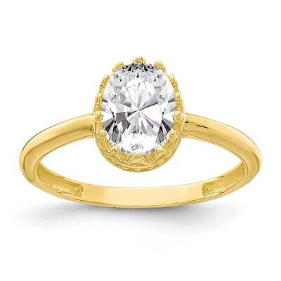 Polished Oval CZ Diamond Ring 10k Gold 10YC421, MPN: 10YC421, 883957781150