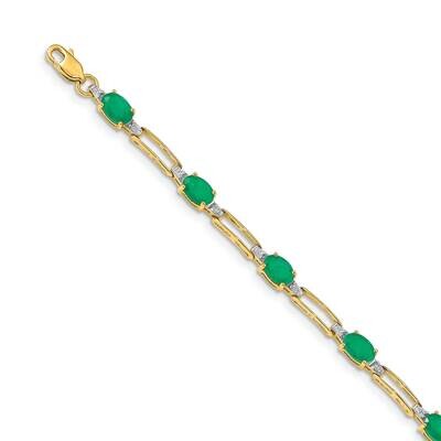 Emerald Oval Bracelet 14k Gold Diamond BM4489-EM-005-YA, MPN: BM4489-EM-005-YA, 883957453668