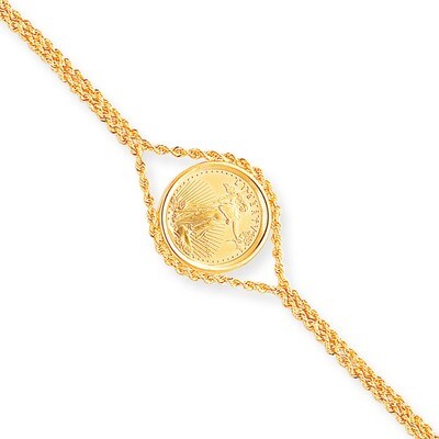 1/10oz American Eagle Plain Bezel Rope Bracelet Mounting 14k Gold BA62/10AE, MPN: BA62/10AE, 883957…