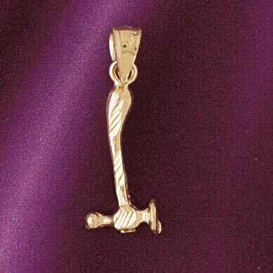 Dazzlers Jewelry Hammer Pendant Necklace Charm Bracelet in Yellow, White or Rose Gold 6652, MPN: DZ…
