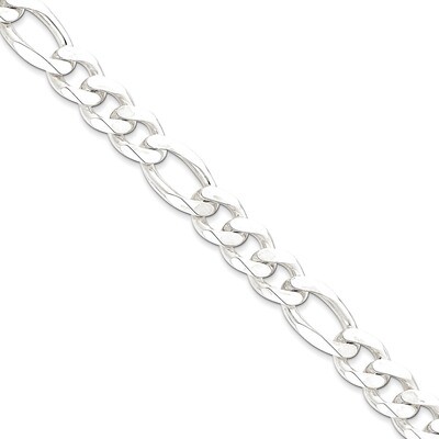 8 Inch 12.75mm Figaro Chain Sterling Silver QFG350-8, MPN: QFG350-8, 886774114286