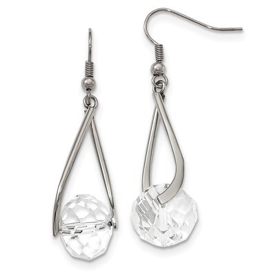 Glass Shepherd Hook Earrings Stainless Steel Polished SRE954 by Chisel, MPN: SRE954, 191101383168