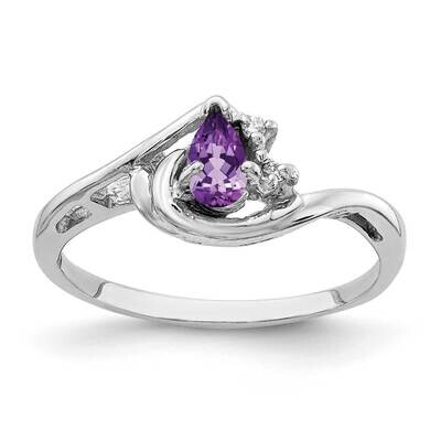5x3mm Pear Amethyst Aa Diamond Ring 14k White Gold Y4628AM/AA, MPN: Y4628AM_AA, 883957466019