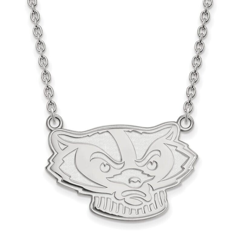 University of Wisconsin Large Pendant with Chain Necklace 14k White Gold 4W067UWI-18, MPN: 4W067UWI…
