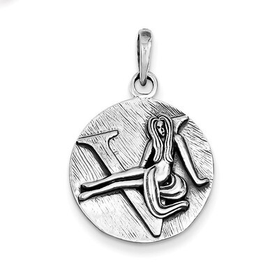 Antique Finish Virgo Horoscope Pendant Sterling Silver Polished QC7417, MPN: QC7417, 883957029788