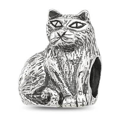 Antiqued Cat Bead Sterling Silver QRS4424, MPN: QRS4424,