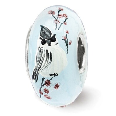 Fluffy Tufty Fenton Glass Bead Sterling Silver Hand Painted QRS3901, MPN: QRS3901, 19727659019