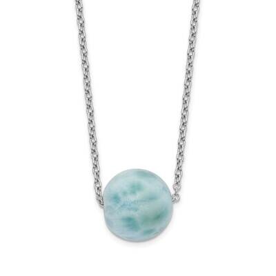 Larimar Bead with 2 Inch Extension Necklace Sterling Silver Rhodium-plated QG5466-16, MPN: QG5466-1…