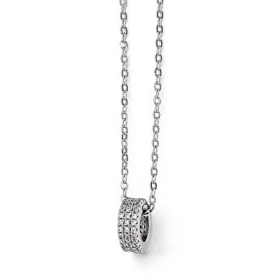 Circle w/1in ext. Necklace Sterling Silver &amp; Cubic Zirconia Polished QMP1070-18, MPN: QMP1070-18,