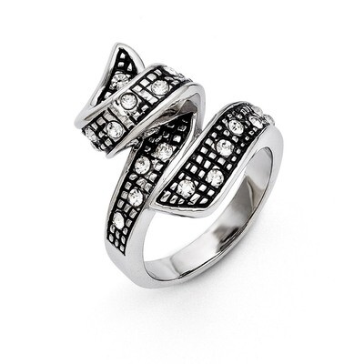 Crystal Antiqued Swirl Ring - Stainless Steel SR273 by Chisel, MPN: SR273, 886774262840
