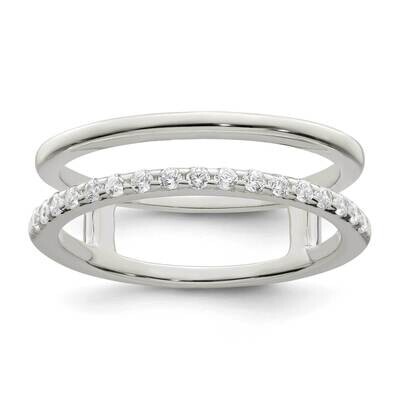 CZ Diamond Double Ring Guard Sterling Silver Polished QR7279, MPN: QR7279,