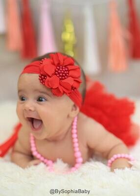 Baby Headband Red Pearl Flower Headband Baby Flower Headband Big Flower Headband Flower Girl Headba…