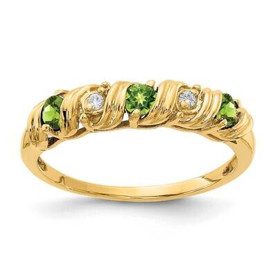 2.75mm Peridot Aa Diamond Ring 14k Gold Y4718PE/AA, MPN: Y4718PE_AA, 883957594477