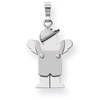 Small Boy with Hat on Left Engravable Charm 14k White Gold XK426, MPN: XK426, 883957446660