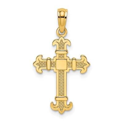 Square Center Fleur De Lis Cross Charm 14k Gold K8507, MPN: K8507, 637218052165