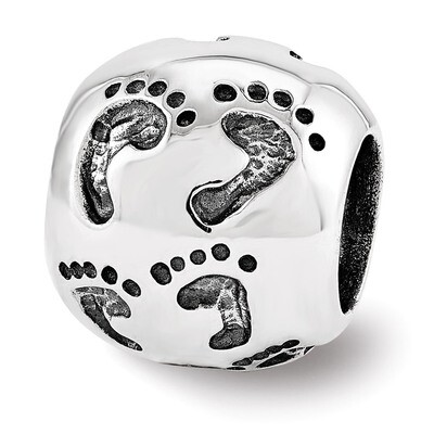 Dad Mom &amp; Baby Footprints Bead - Sterling Silver QRS3514, MPN: QRS3514, 886774964232