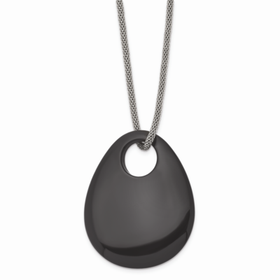 Black Onyx Large Teardrop Polished Necklace Stainless Steel SRN1288-20 by Chisel, MPN: SRN1288-20, …