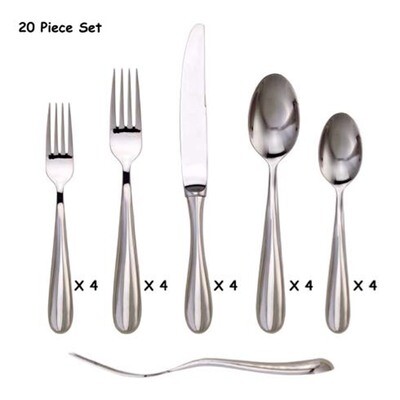 Ricci Florence Polished Hammered 20 Piece Place Set, MPN: 57019, 644907570190