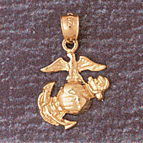 Dazzlers Jewelry Us Marine Corps Emblem Sign Pendant Necklace Charm Bracelet in Yellow, White or Ro…