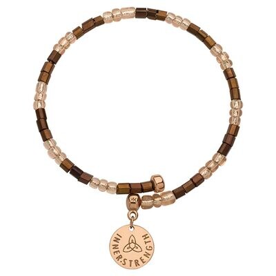 Nikki Lissoni Spiral Bead Bangle Rose Gold-plated with Transparant Brown Beads In 21cm B1138RG21, M…